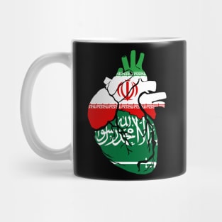 Iran and Saudi Arabia flag heart Mug